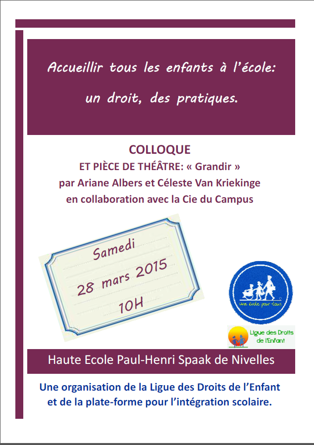 Colloque 28 mars – Accueillir tous les enfants à l’école.