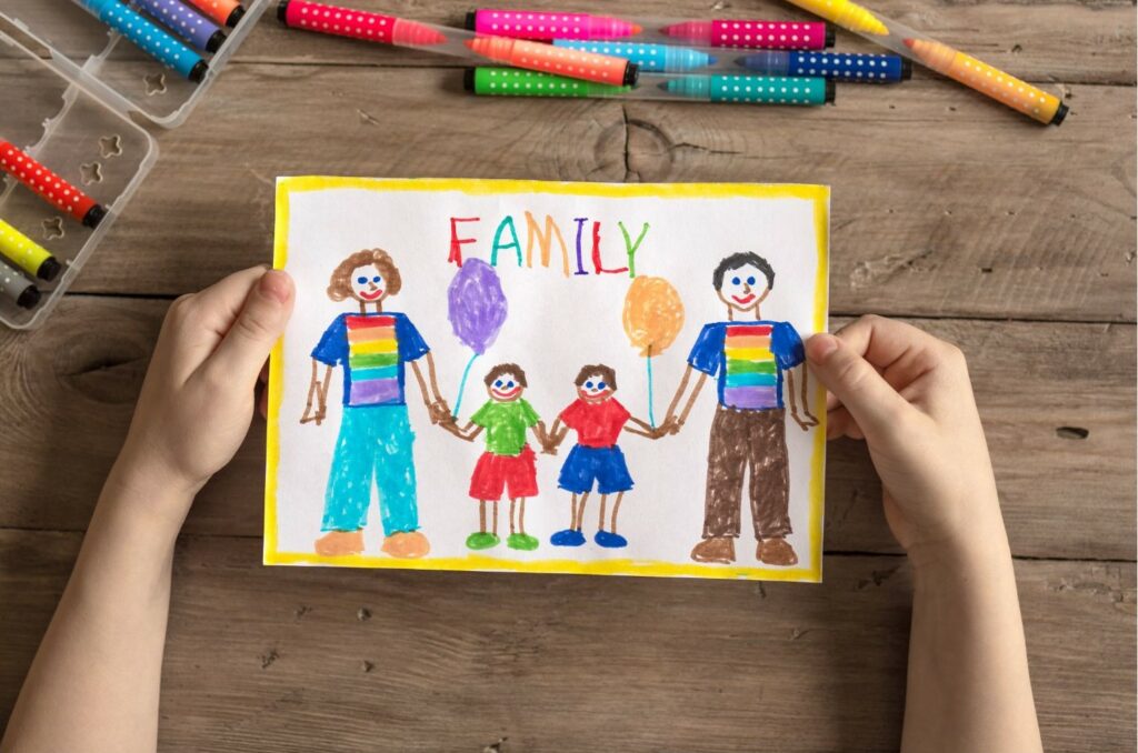 dessin enfantin sur famille lgbt