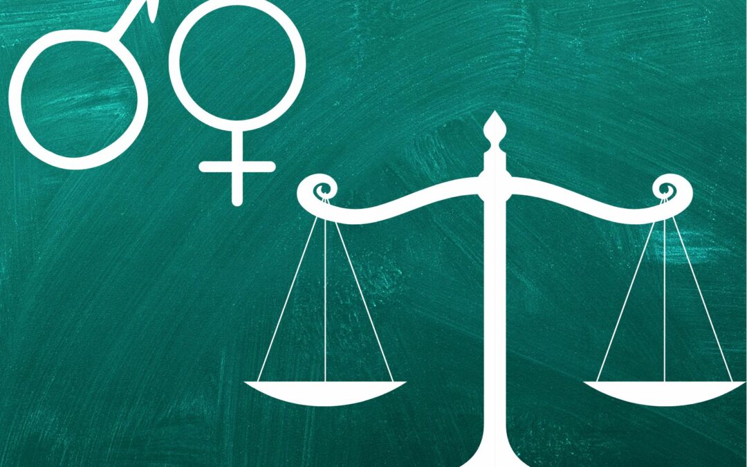 Symboles sexes masculin et féminin et balance de la justice