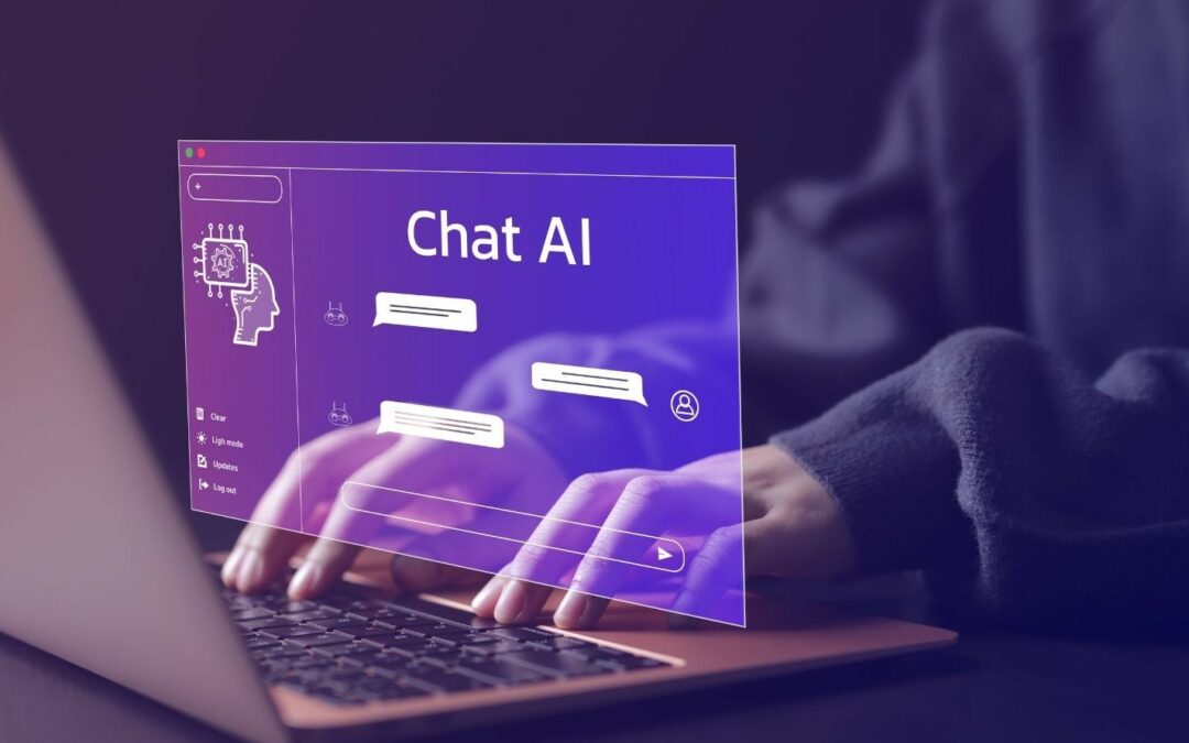 Les jeunes et l'intelligence artificielle - un jeune dont on voit les mains et le pull sur un chat AI